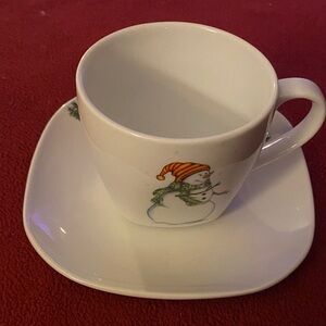 Snowman Teacup and Saucer Set